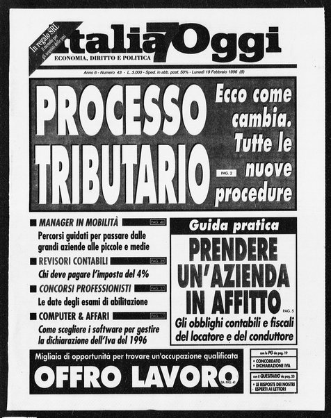 Italia oggi : quotidiano di economia finanza e politica